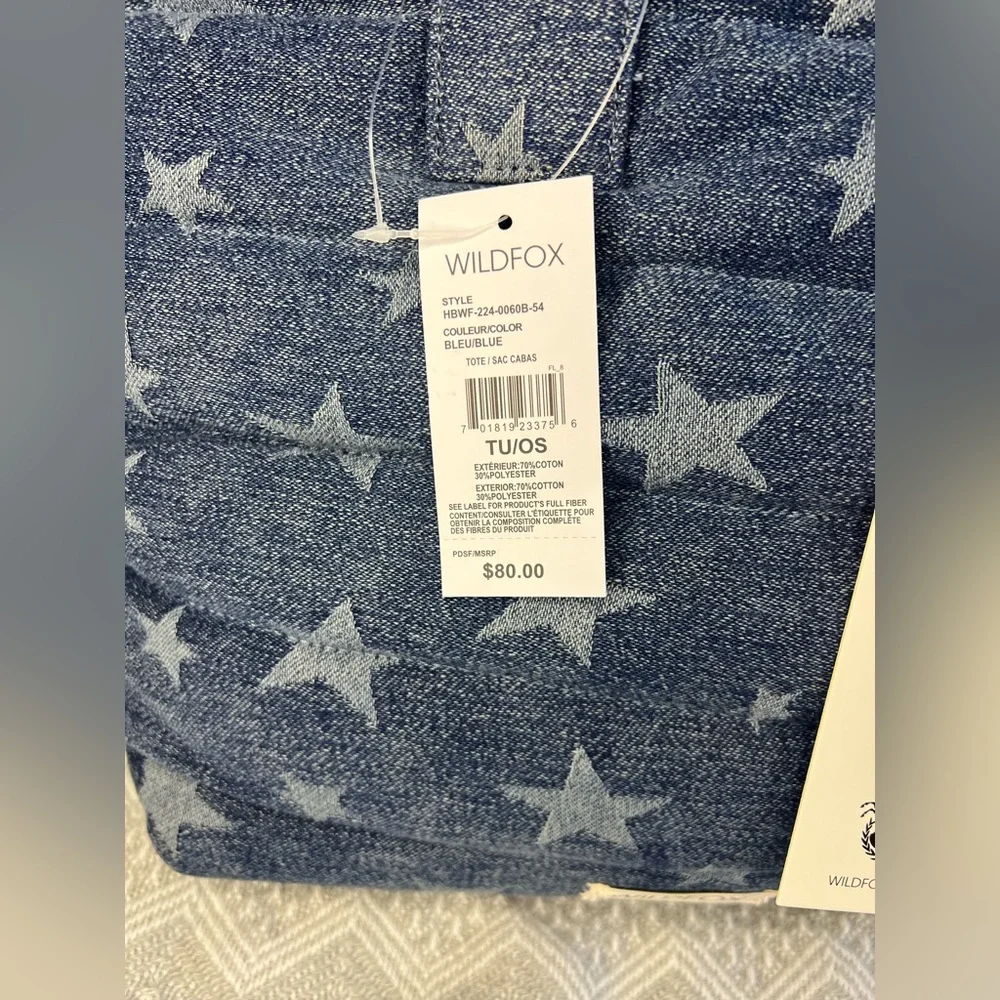 Wildfox Blue Star-Patterned Women's Tote NWT - Picture 2 of 7